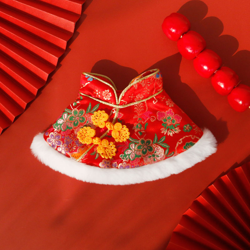 Cat Mi New Year Dog New Year Clothes Pet Red Small Waistcoat Teddy Shawl Bandana Cloak Chinese Style
