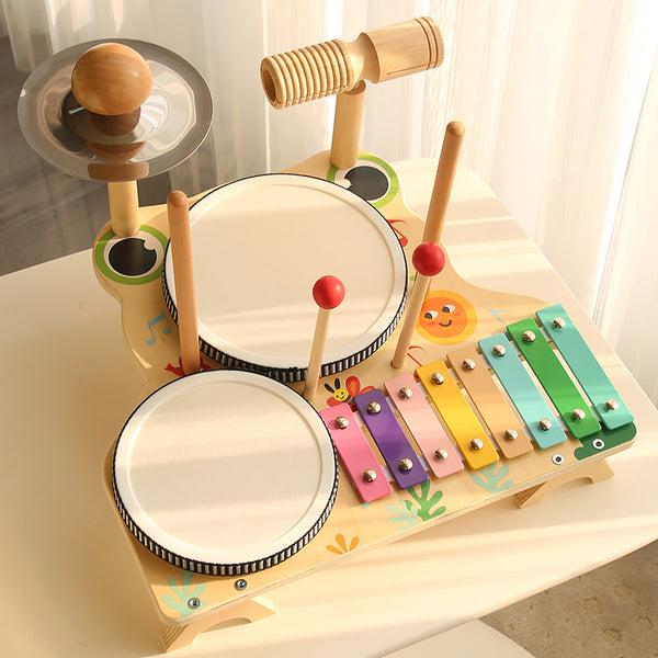 Early Educational Frog Multi-functional Drum Kit Children's Toys Improve Hands-on Ability Suitable For 3-6 Years Old Baby