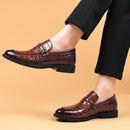 Leather Shoes Men's Business Crocodile Pattern