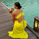 Vestido halter dividido especial de moda para mujer