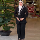 Nuevo traje de manga larga, abrigo, pantalón, conjunto de dos piezas para mujer