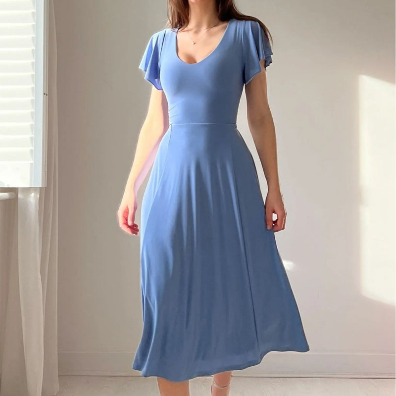 Vestido francés con mangas con volantes para mujer High Sense