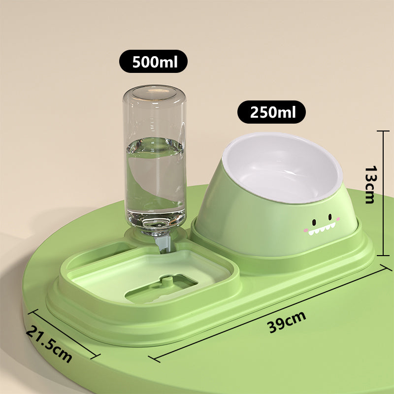 Drinking Water Integrated Oblique Mouth Neck Protection Automatic Anti-Tumble Cat Bowl