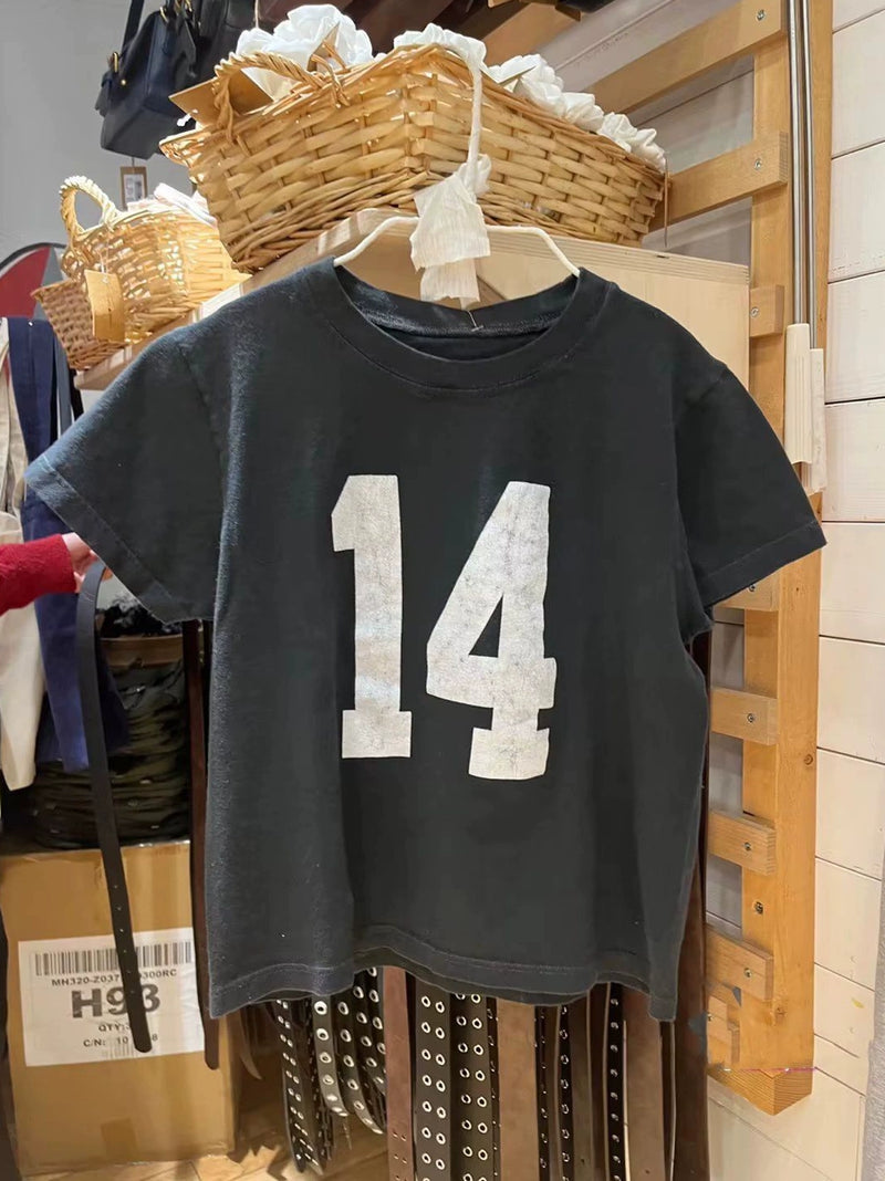 BM Print Loose Short Sleeve Summer Retro Brandy