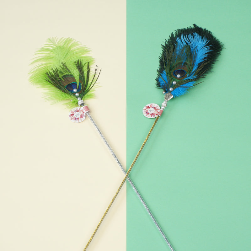 Ostrich Feather Cat Teaser Feather Fairy with Bell Kittens Cat Toy Self-Hi Relieving Stuffy Handy Gadget Cat Bite-Resistant Long Brush Holder