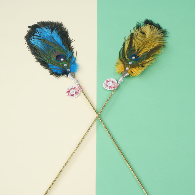 Ostrich Feather Cat Teaser Feather Fairy with Bell Kittens Cat Toy Self-Hi Relieving Stuffy Handy Gadget Cat Bite-Resistant Long Brush Holder