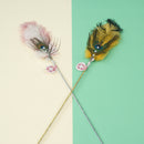 Ostrich Feather Cat Teaser Feather Fairy with Bell Kittens Cat Toy Self-Hi Relieving Stuffy Handy Gadget Cat Bite-Resistant Long Brush Holder