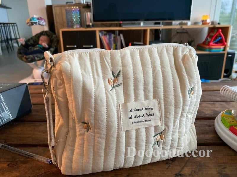 South Korea Ins Mummy Bag New New Arrival Satchel Large Capacity Baby Bag Shoulder Crossbody Fashion Embroider Mother Bag