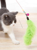 Cat Teaser Fishing Rod Cat Toy Bell Feather Cat Playing Rod Fur Ball Mouse Laser Pen Cat Relieving Stuffy Handy Gadget
