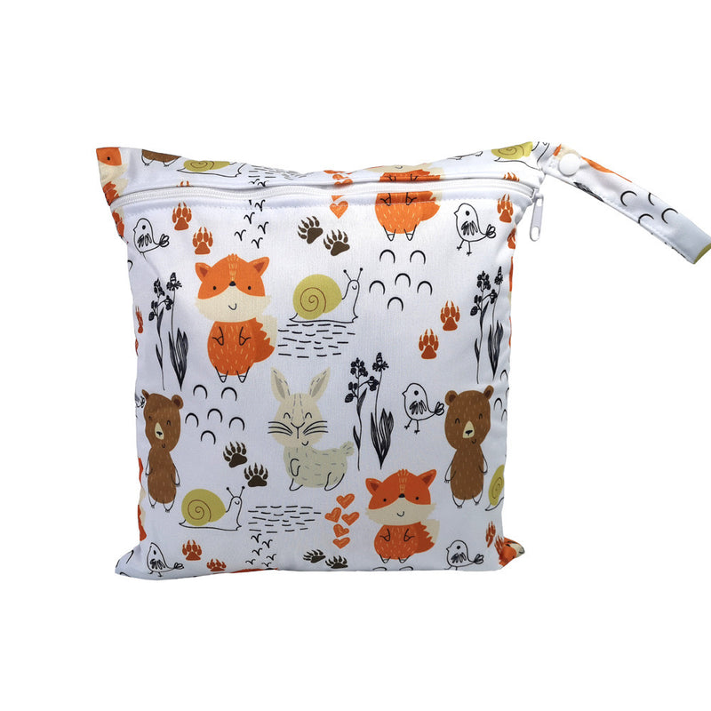 Baby Diaper Bag Cartoon Print Waterproof Wet Dry Nappy Zippe