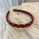 New Red Plaid Go Out In Autumn And Winter Versatile Face Wash Hair Bands