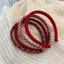 New Red Plaid Go Out In Autumn And Winter Versatile Face Wash Hair Bands