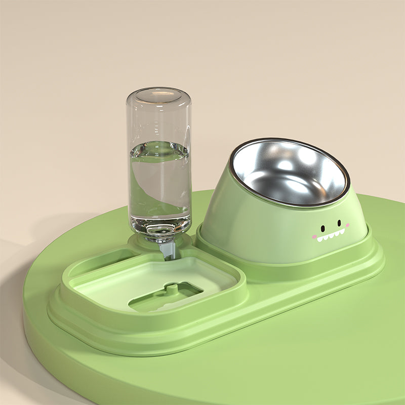 Drinking Water Integrated Oblique Mouth Neck Protection Automatic Anti-Tumble Cat Bowl