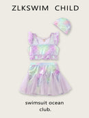 Summer Scale Purple Swimsuit Super Cute Children's Clothing