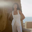 Vest Suit Cotton Square Collar Sleeveless Vest Top Trousers Two-piece Set