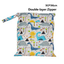 Baby Diaper Bag Cartoon Print Waterproof Wet Dry Nappy Zippe