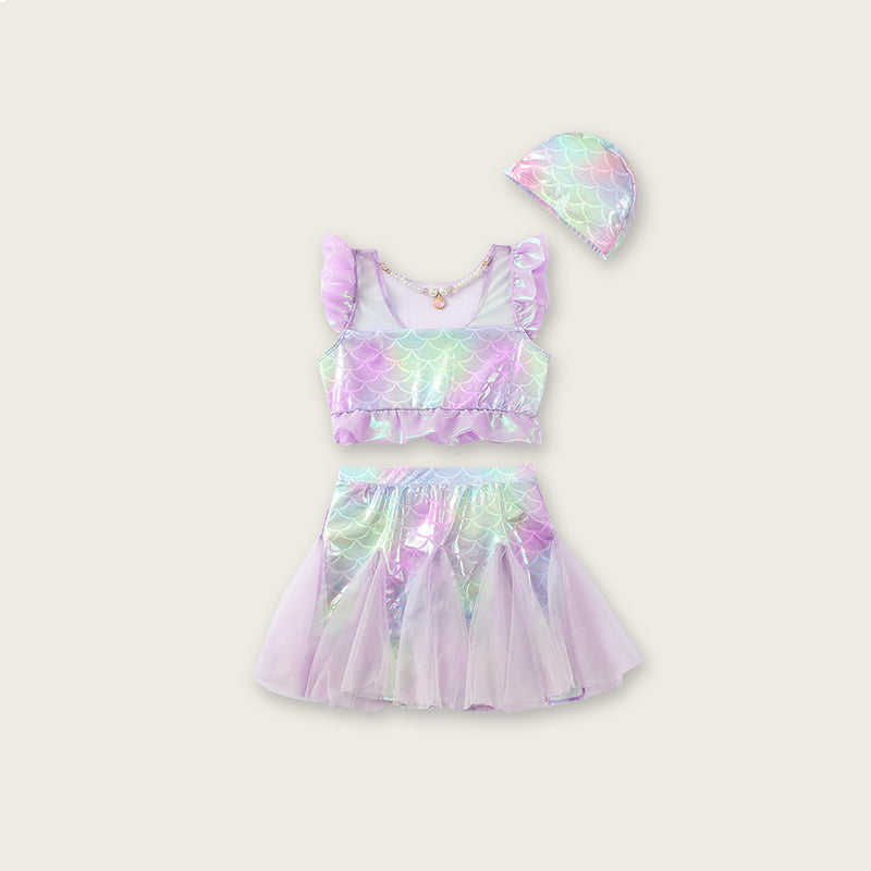 Summer Scale Purple Swimsuit Super Cute Children's Clothing