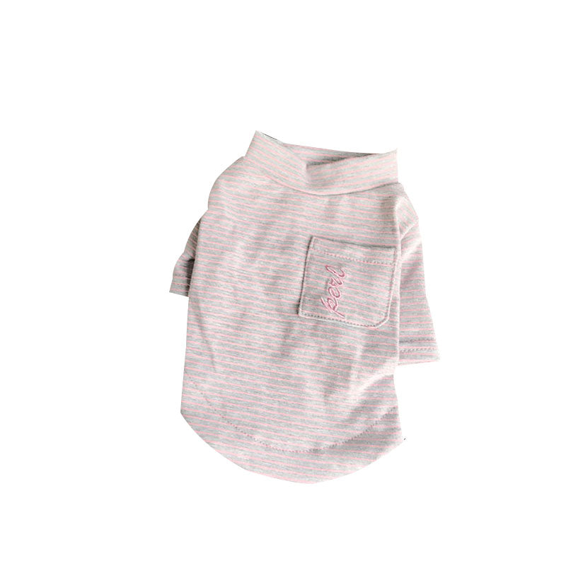 Teddy Cotton Striped Pocket Base Shirt Bichon Pet