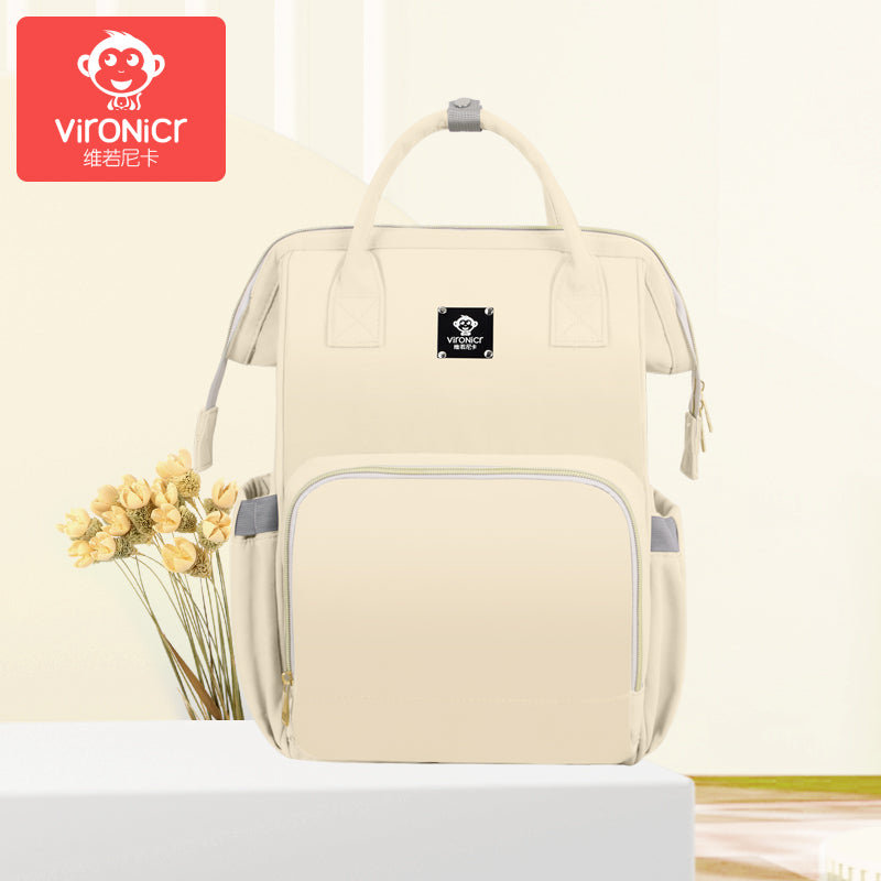 Vironicr New Mummy Bag Multi-Functional Mother and Baby Backpack Large Capacity Baby Mom Outing Bag Baby Carriage Bag