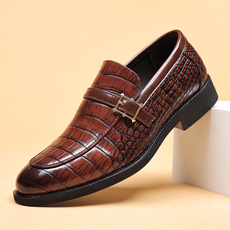 Leather Shoes Men's Business Crocodile Pattern