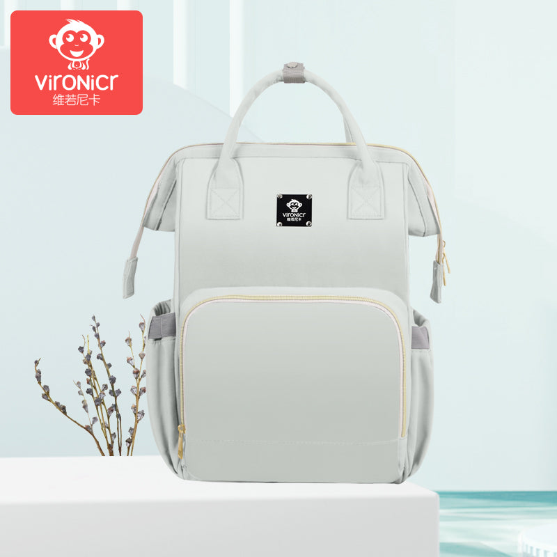 Vironicr New Mummy Bag Multi-Functional Mother and Baby Backpack Large Capacity Baby Mom Outing Bag Baby Carriage Bag