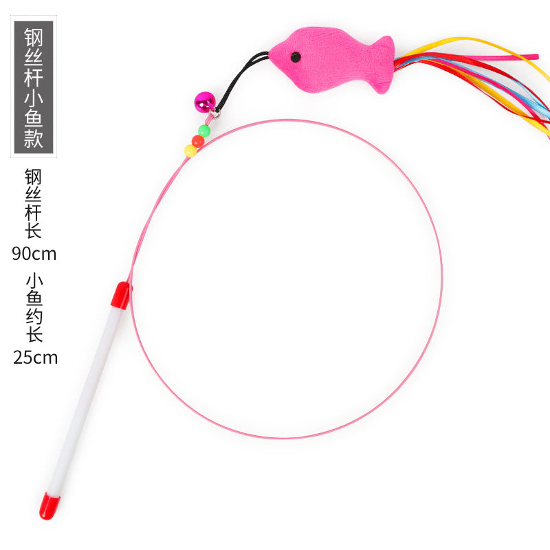 Cat Teaser Fishing Rod Cat Toy Bell Feather Cat Playing Rod Fur Ball Mouse Laser Pen Cat Relieving Stuffy Handy Gadget