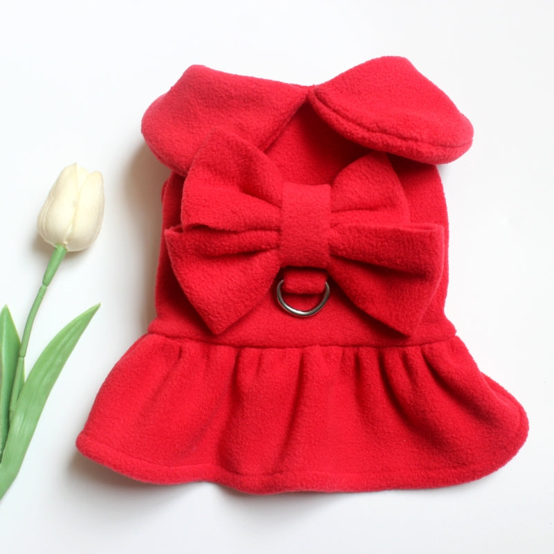 Pet Cat Dog Clothes Princess with Traction Rope Bichon Pomeranian Teddy Skirt Spring, Autumn and Winter Small Size Dogs