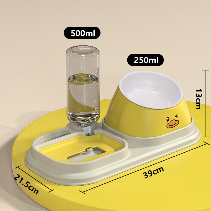 Drinking Water Integrated Oblique Mouth Neck Protection Automatic Anti-Tumble Cat Bowl