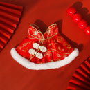 Cat Mi New Year Dog New Year Clothes Pet Red Small Waistcoat Teddy Shawl Bandana Cloak Chinese Style