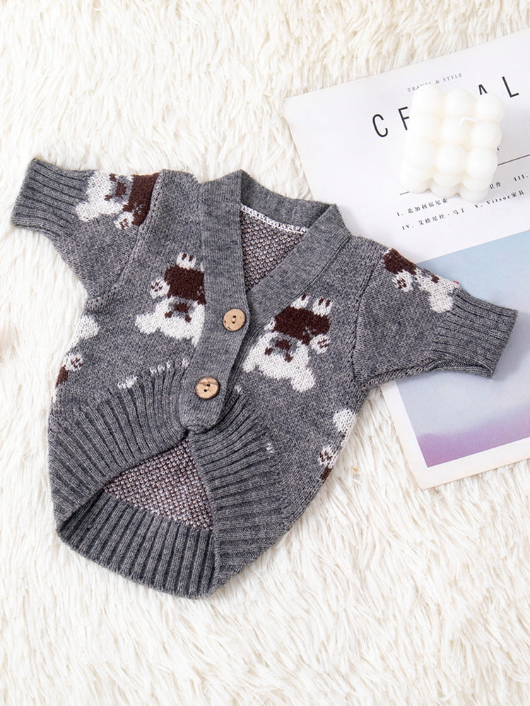Dog Clothes Trendy Knitting Cardigan Autumn and Winter Teddy Bichon Pomeranian Schnauzer Cat Heattech Pet Sweater