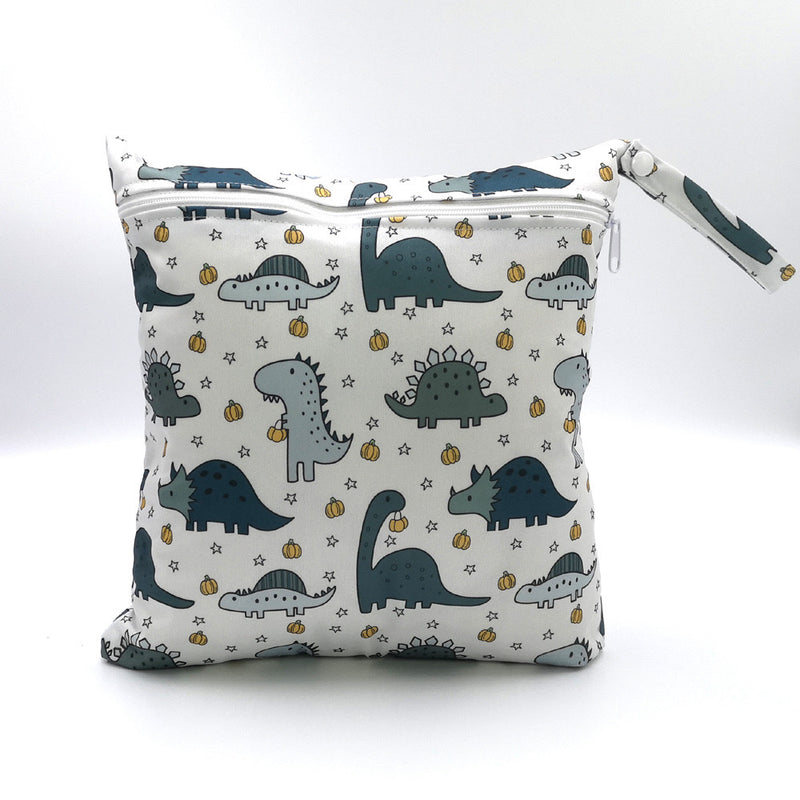 Baby Diaper Bag Cartoon Print Waterproof Wet Dry Nappy Zippe