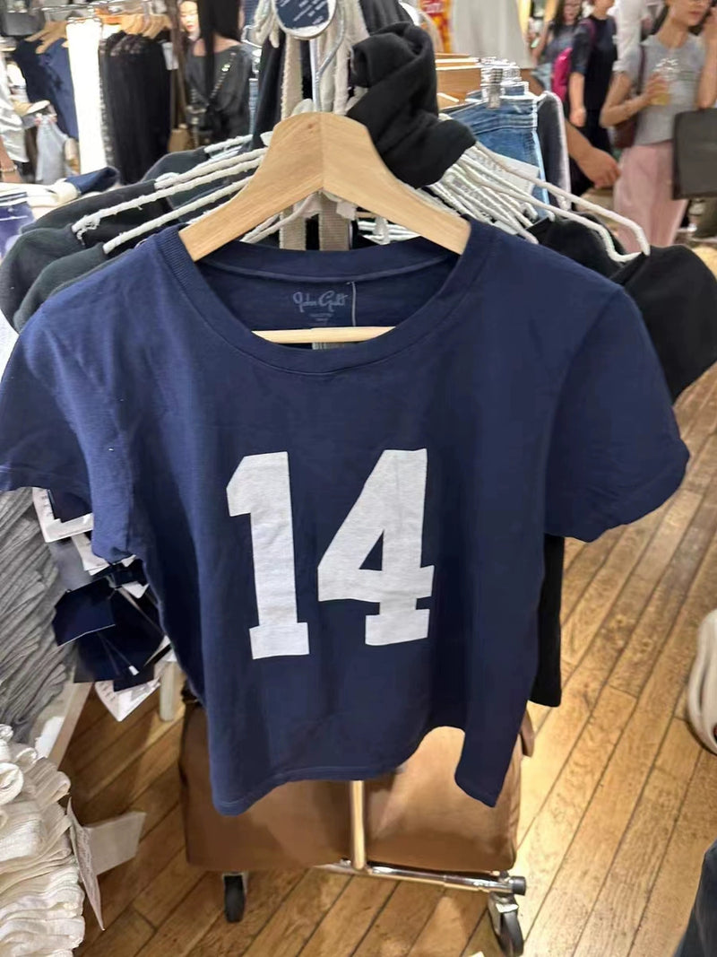 BM Letter Print Official Website Casual High Waist round Neck Short Sleeve