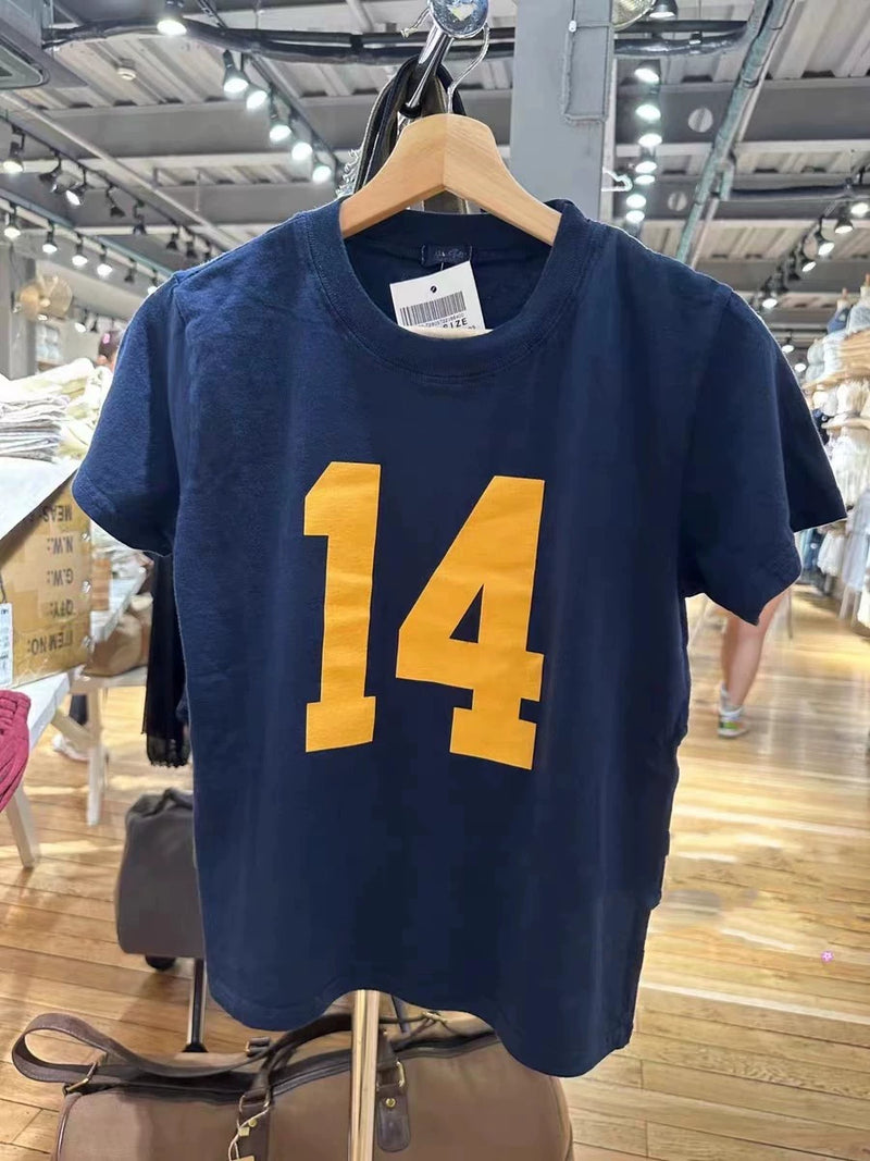 BM Letter Print Official Website Casual High Waist round Neck Short Sleeve