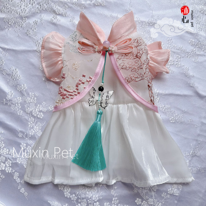 [Muxin] Mengling Pet Clothes Chinese Ancient Style Wedding Dog Cat Tang Costume Han Costume Pure Cotton Summer Skirt