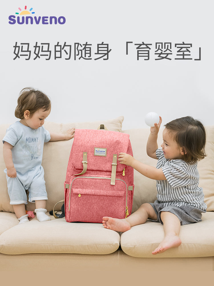 Sanmei Baby Mummy Bag Multi-Functional Large Capacity Backpack Baby Outdoor Fashion Female Satchel Back Ladieswear Baby Diaper Bag