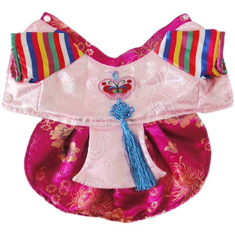Autumn and Winter Thick Pet Dog Clothes Traditional Embroidered Hanbok Cat Clothes Teddy Bichon Princess Dress New Year Dress