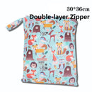 Baby Diaper Bag Cartoon Print Waterproof Wet Dry Nappy Zippe