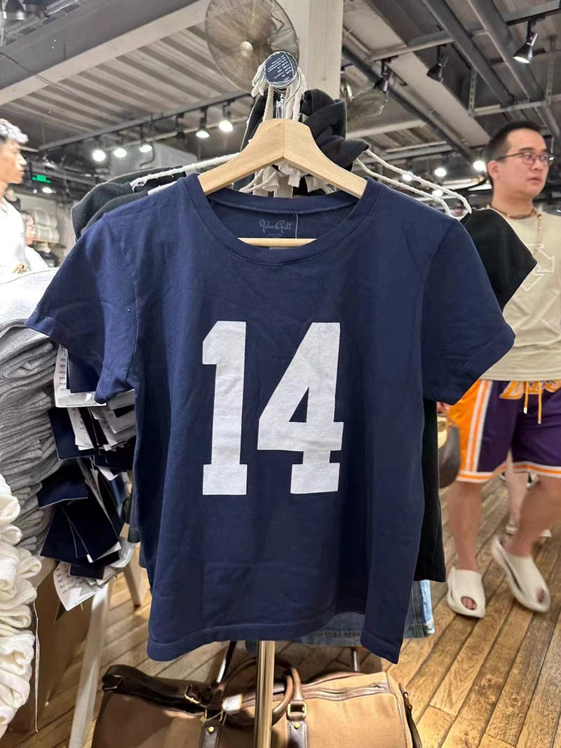 BM Letter Print Official Website Casual High Waist round Neck Short Sleeve