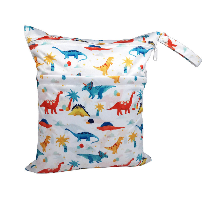 Baby Diaper Bag Cartoon Print Waterproof Wet Dry Nappy Zippe