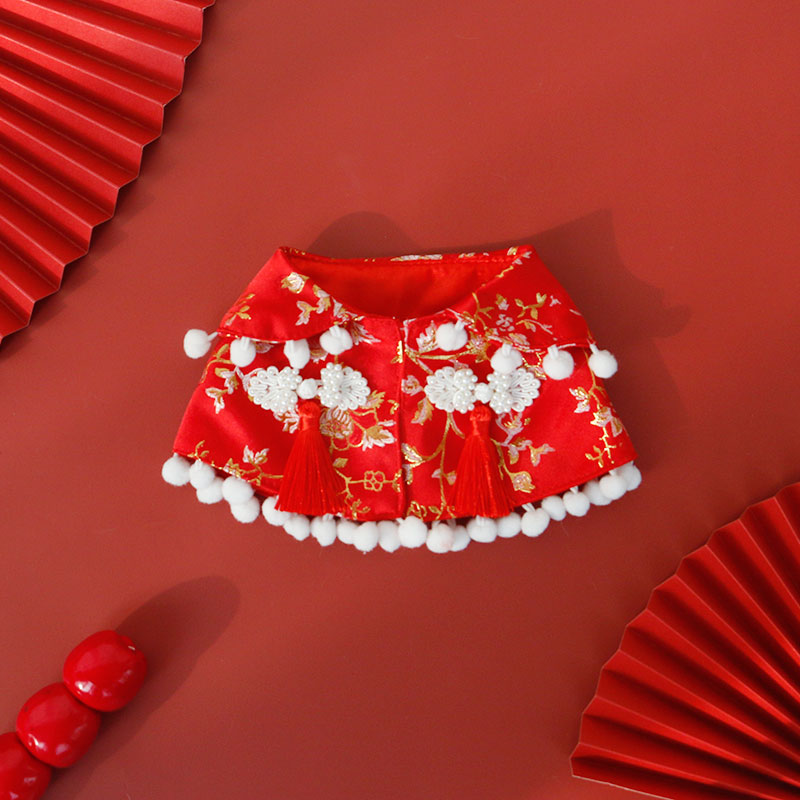 Cat Mi New Year Dog New Year Clothes Pet Red Small Waistcoat Teddy Shawl Bandana Cloak Chinese Style