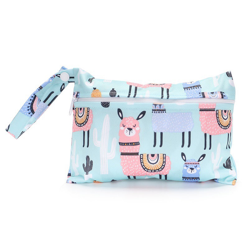 Baby Diaper Bag Cartoon Print Waterproof Wet Dry Nappy Zippe