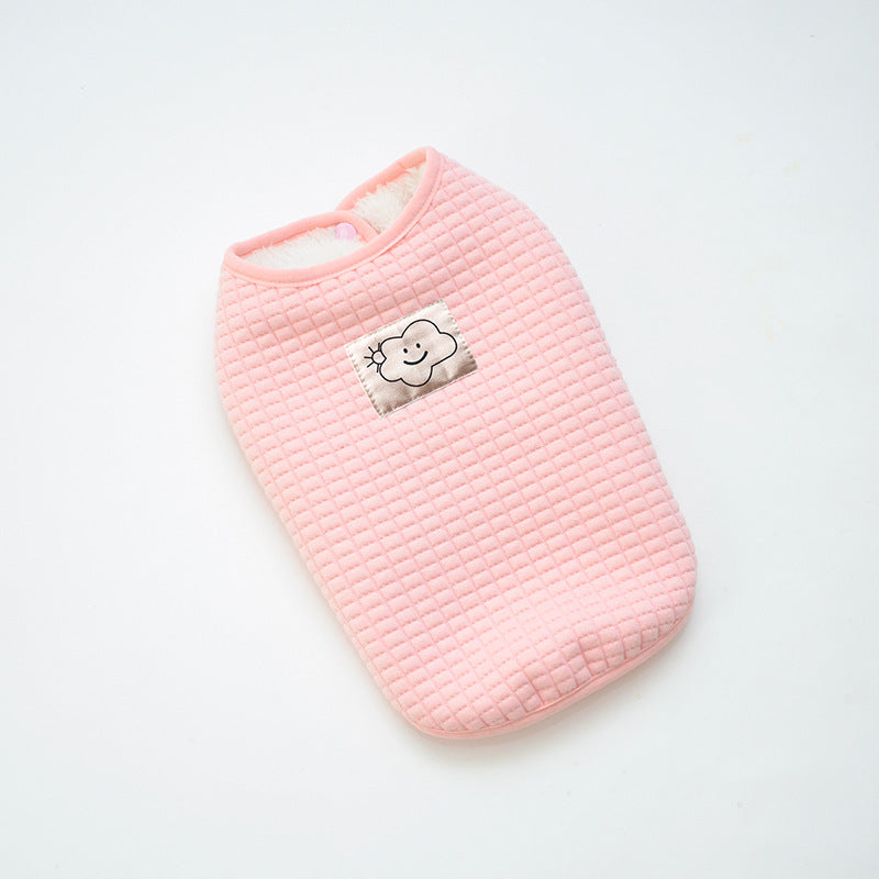 Dog Teddy Clouds Cotton Vest Fall and Winter Fleece Lined Padded Warm Keeping Bichon Pomeranian Yorkshire Pet Puppy Cotton-Padded Clothes