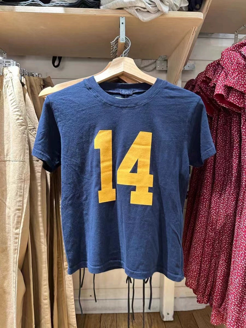 BM Letter Print Official Website Casual High Waist round Neck Short Sleeve