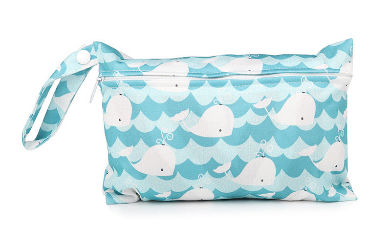 Baby Diaper Bag Cartoon Print Waterproof Wet Dry Nappy Zippe