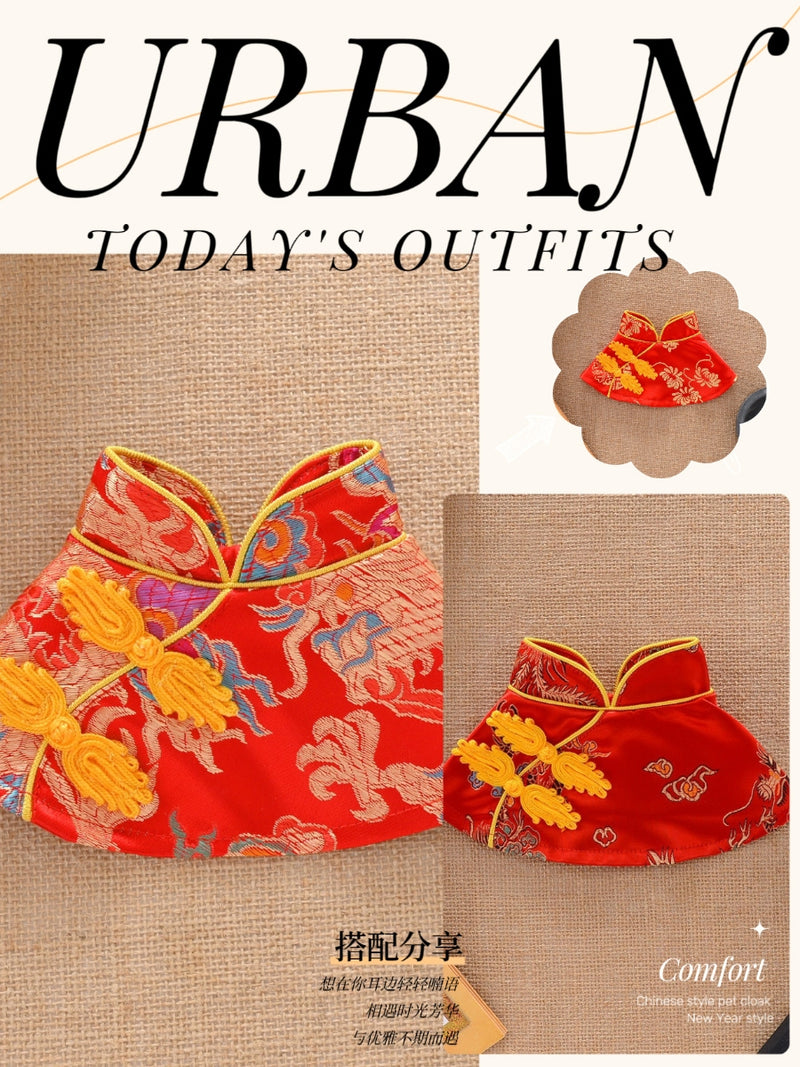 Dog Clothes Pet Cat Tang Suit Cloak Teddy Wedding Clothes Pomeranian New Year Shawl Small Size Dogs Chinese Style Han Chinese Clothing