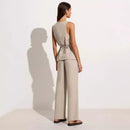 Vest Suit Cotton Square Collar Sleeveless Vest Top Trousers Two-piece Set