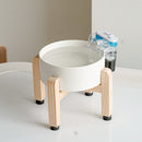 Raised Wooden Frame Ceramic Protection Cervical Spine Cat Bowl