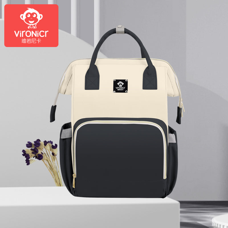 Vironicr New Mummy Bag Multi-Functional Mother and Baby Backpack Large Capacity Baby Mom Outing Bag Baby Carriage Bag