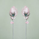 Ostrich Feather Cat Teaser Feather Fairy with Bell Kittens Cat Toy Self-Hi Relieving Stuffy Handy Gadget Cat Bite-Resistant Long Brush Holder