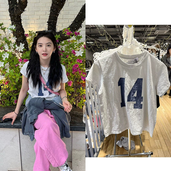 BM Zhang Ruonan American Vintage Print Short Sleeves T-shirt